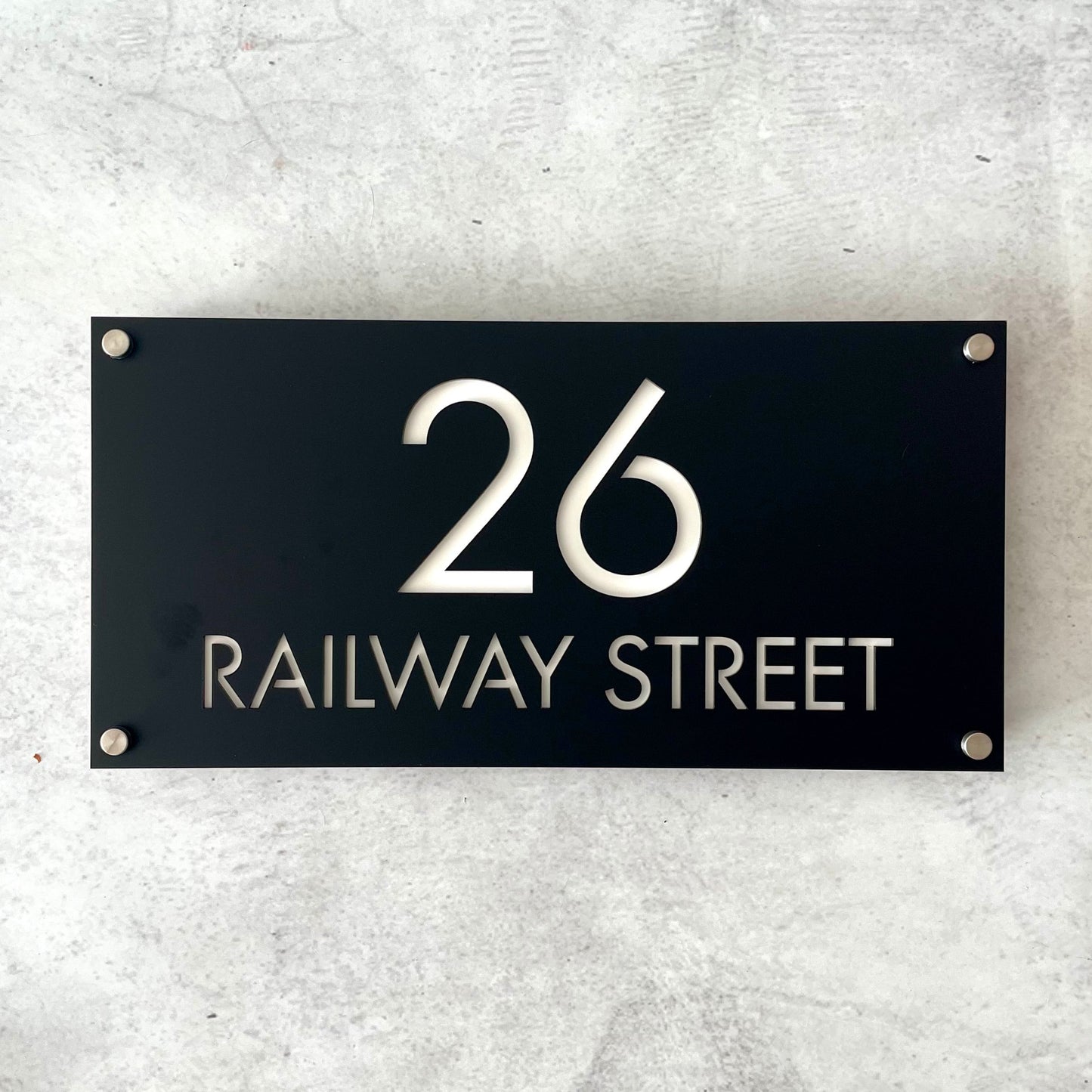 House Number with Street - Square Corners - Double Layer - All Sizes