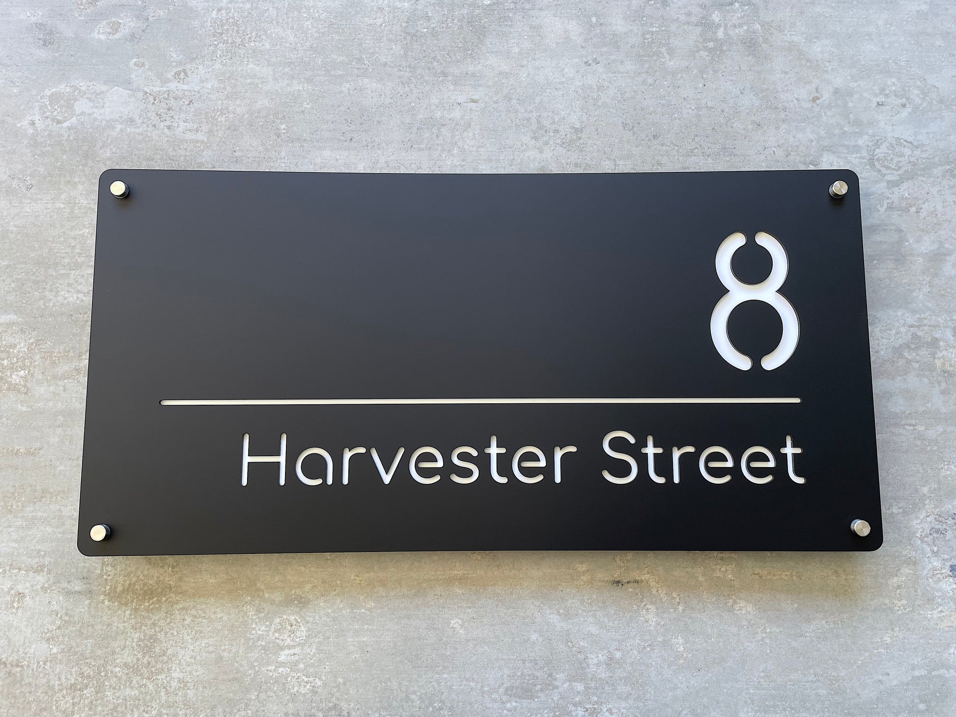 Extra large house number in 60x30cm size to create an impact