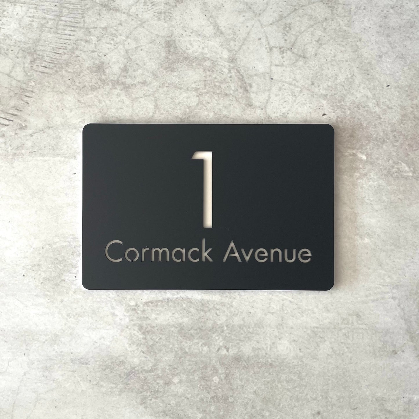 modern acrylic address sign in monument colour