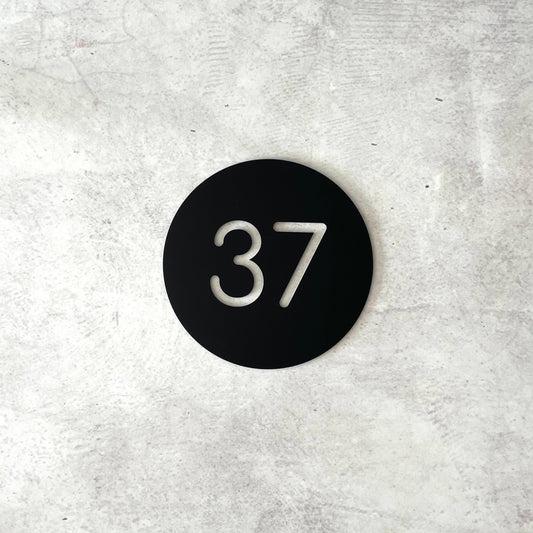 Minimalist black circle house numbers, weatherproof and easy to install