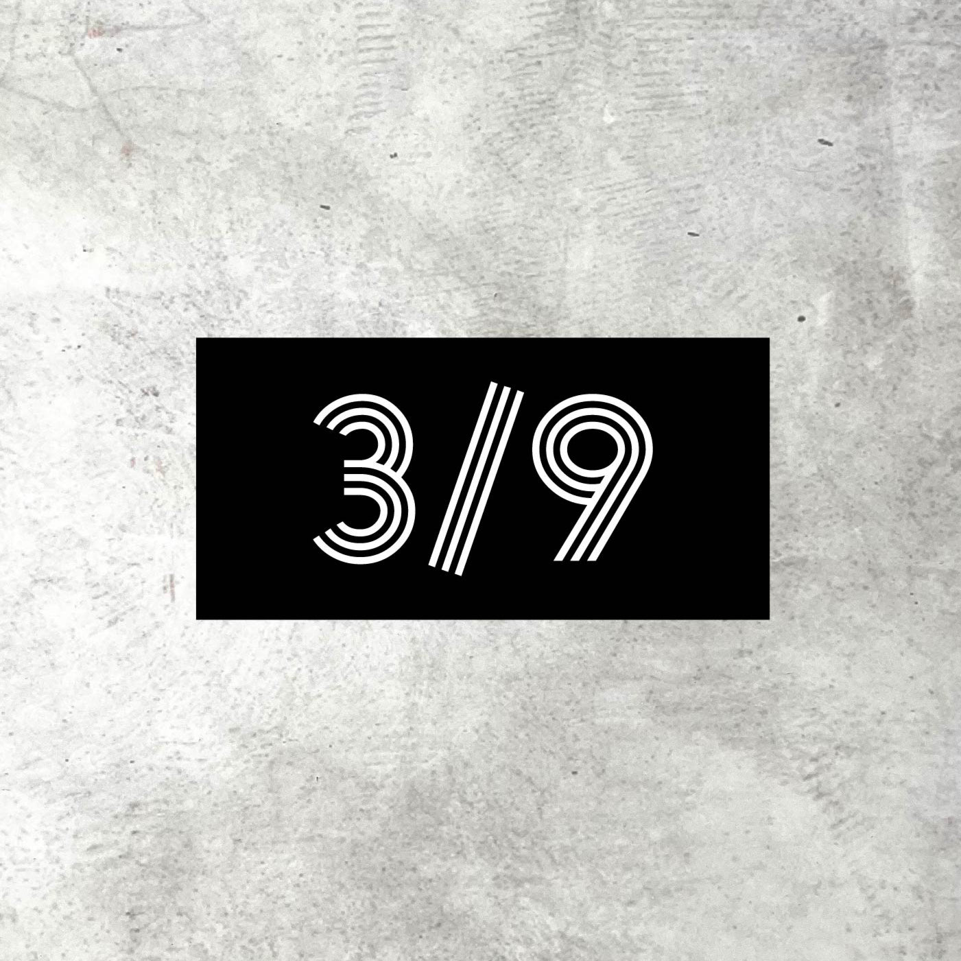 3D house number plaque with raised acrylic letters and durable adhesive backing