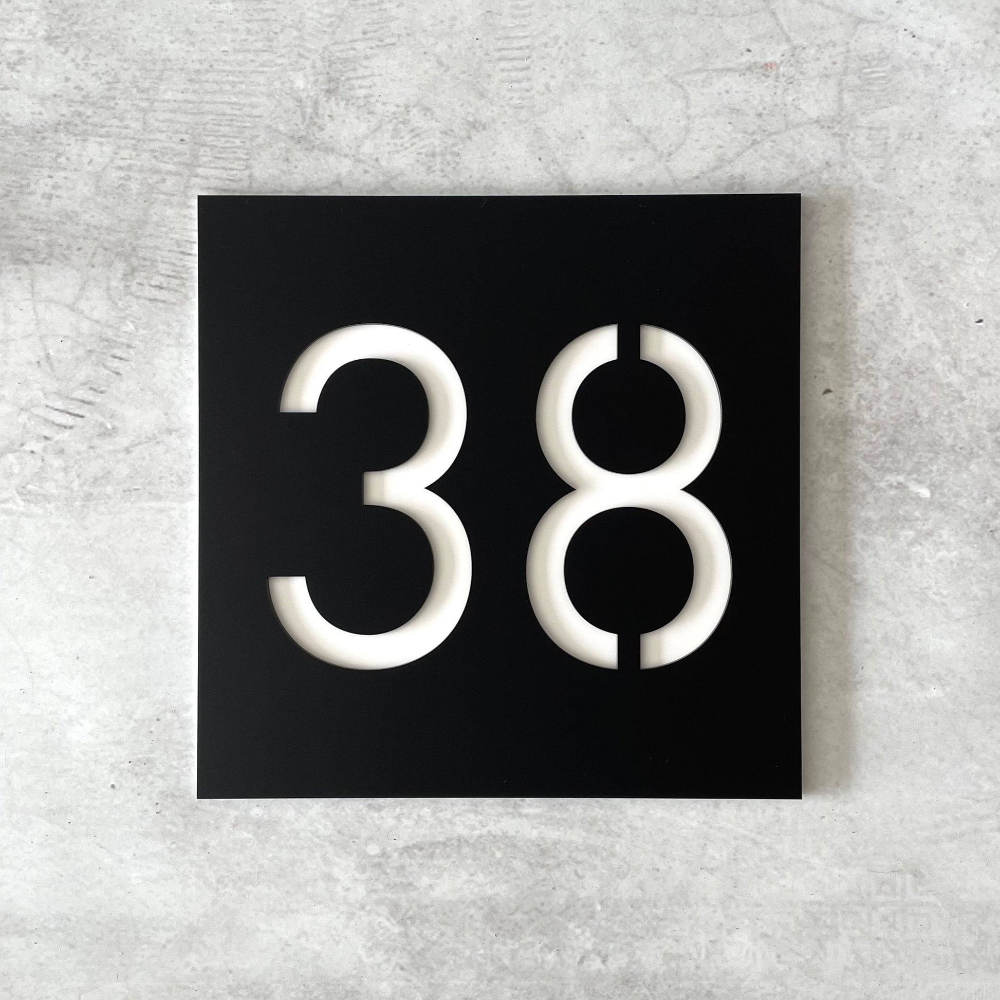Extra large house numbers plaque in black and white