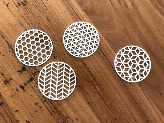Geometric Coasters - Pack of 4 - Matte White