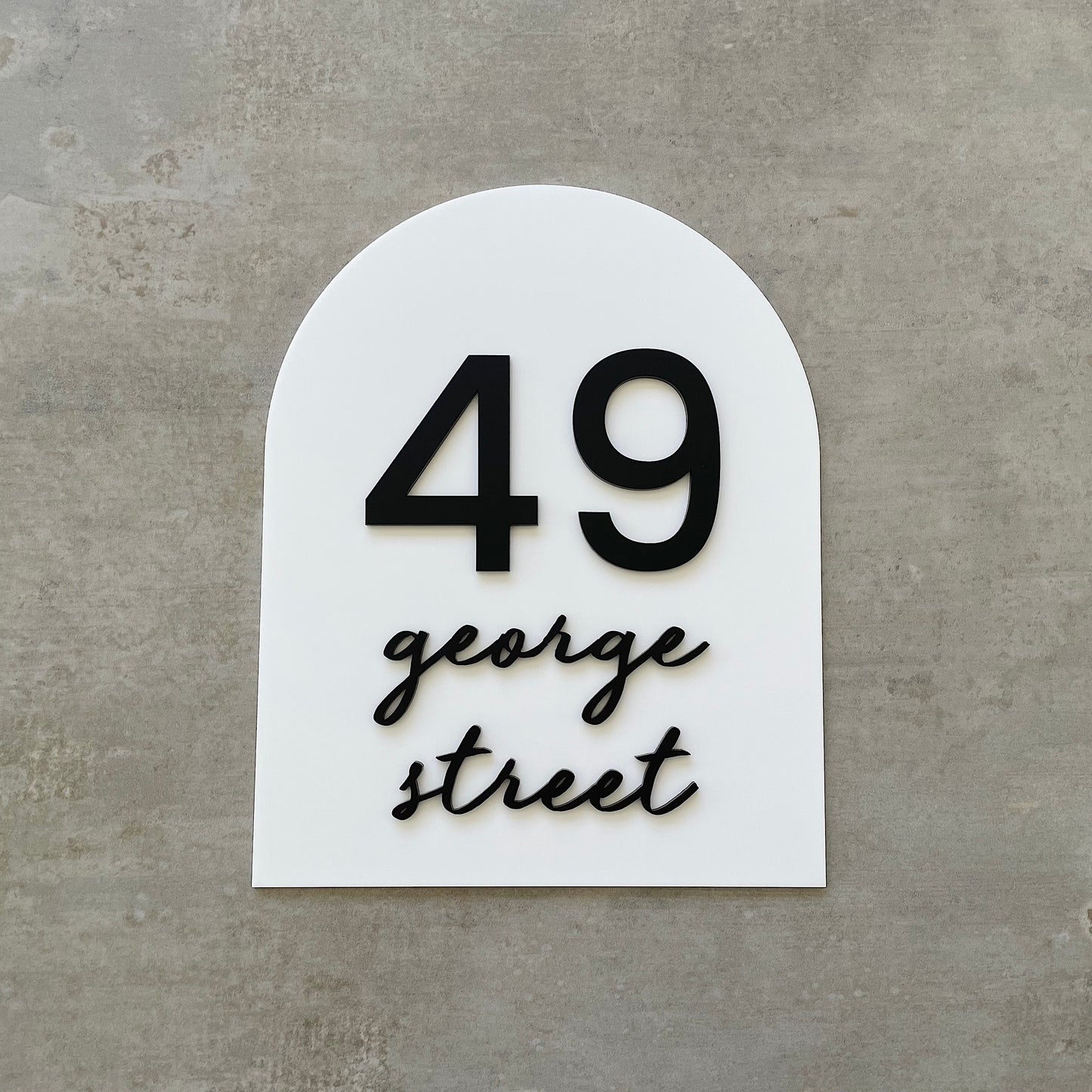 Personalised House Number - Script Arch 25x20cm