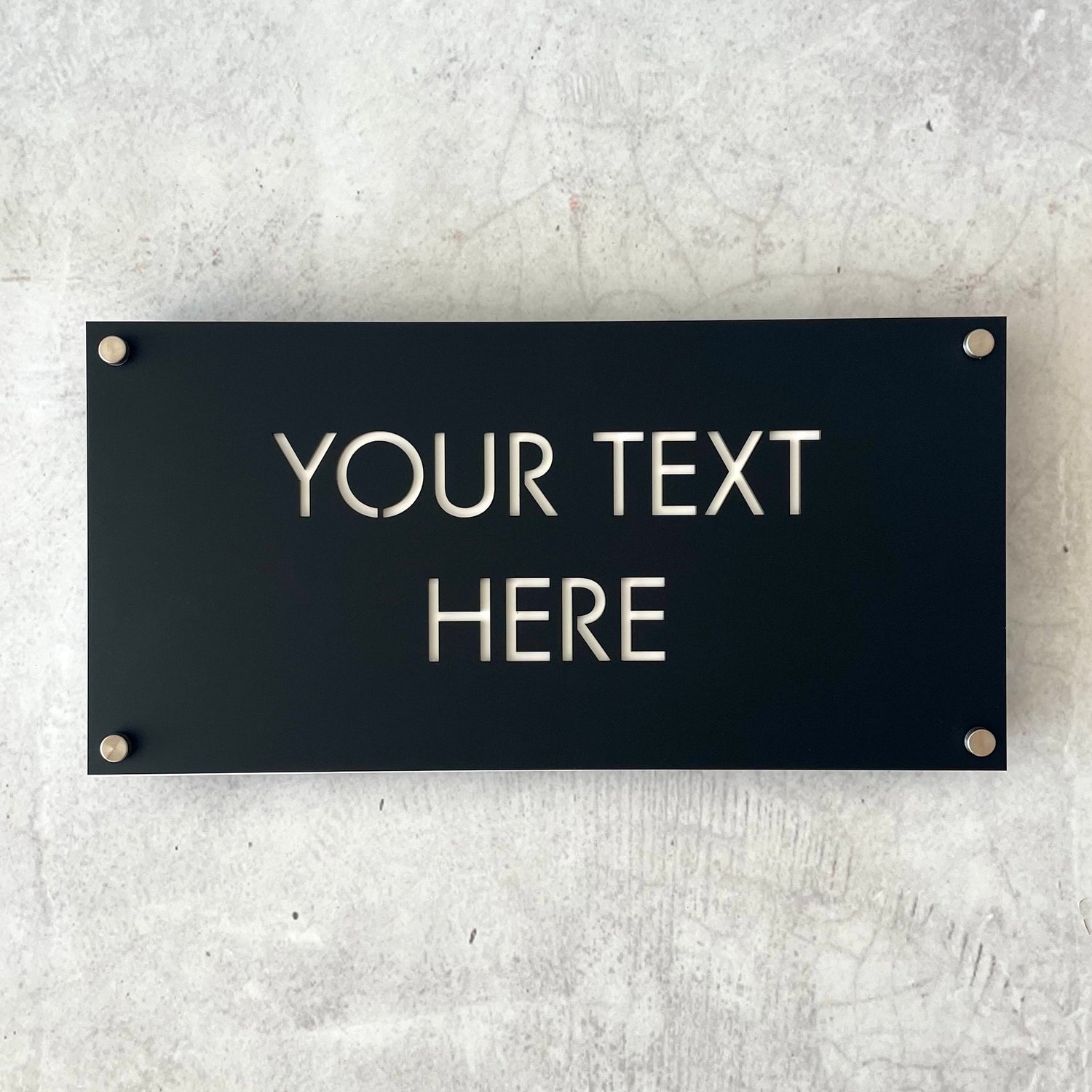 Custom acrylic sign with personalised text, laser-cut for indoor or outdoor use