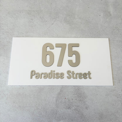 House Number with Street - Brushed Metallic - Rectangle