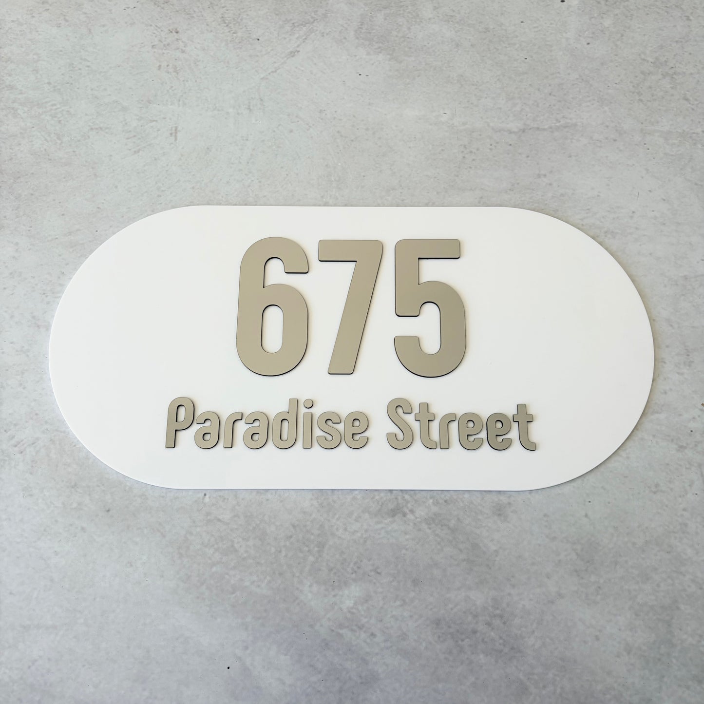 House Number with Street - Brushed Metallic - Oval