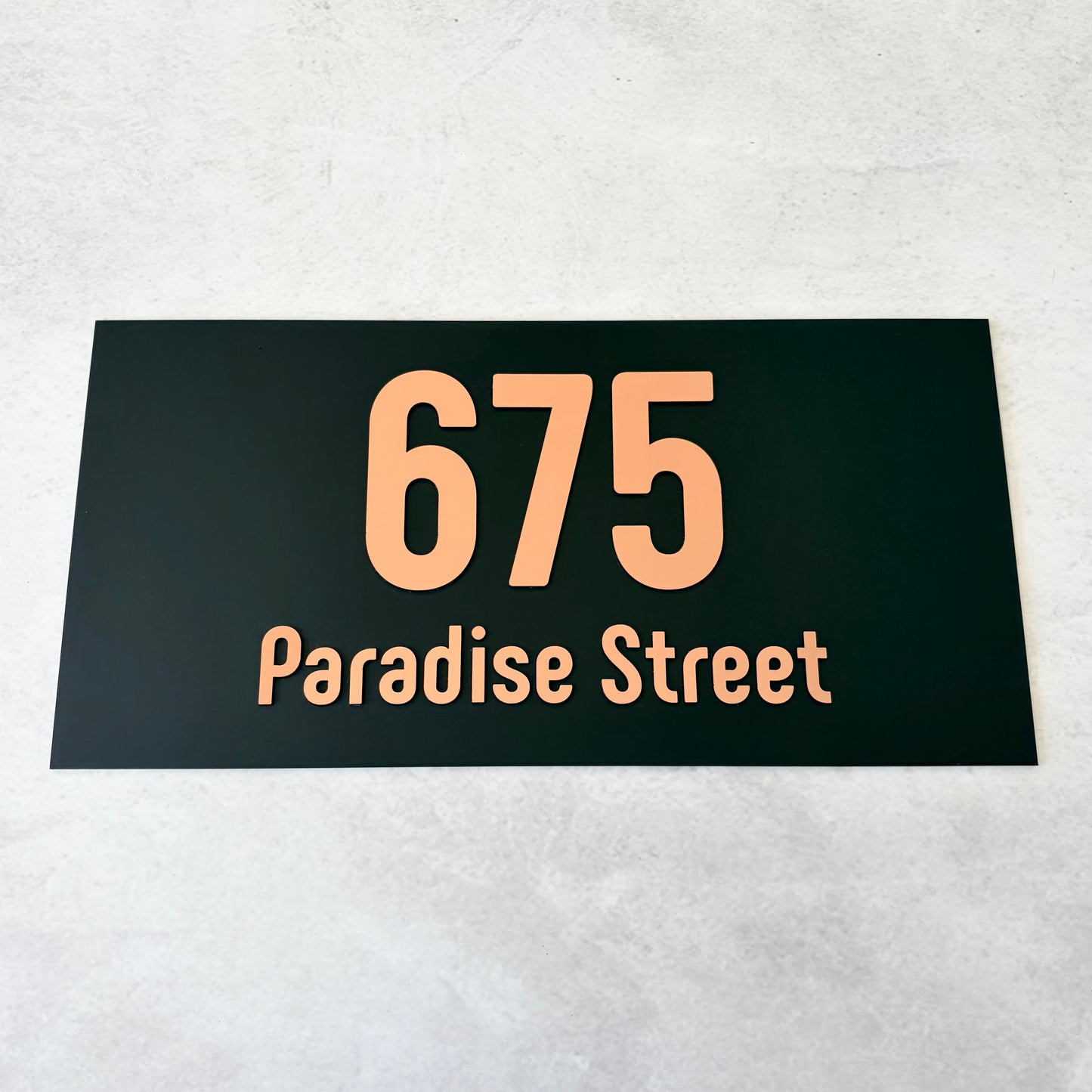 House Number with Street - Brushed Metallic - Rectangle