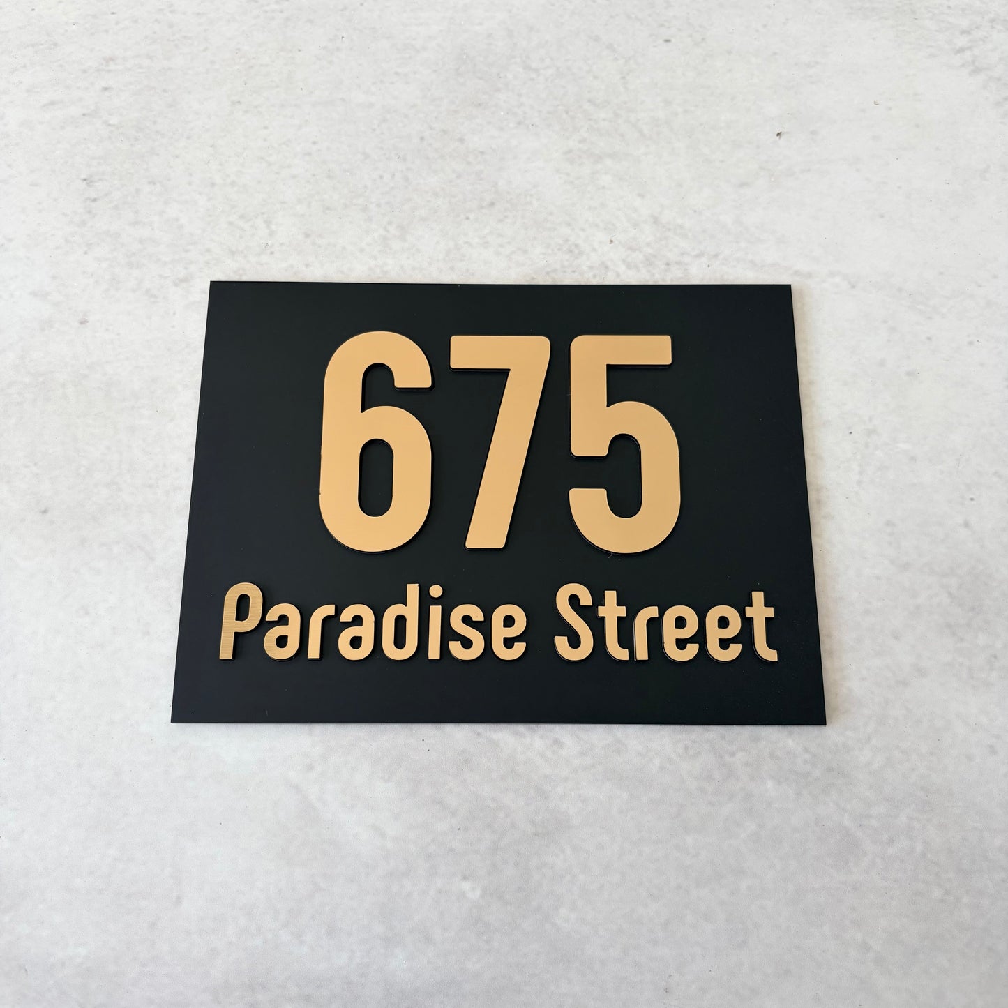 House Number with Street - Brushed Metallic - Rectangle