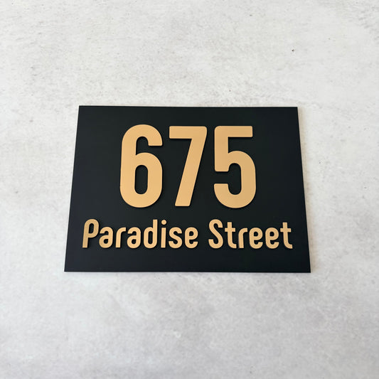 House Number with Street - Brushed Metallic - Rectangle
