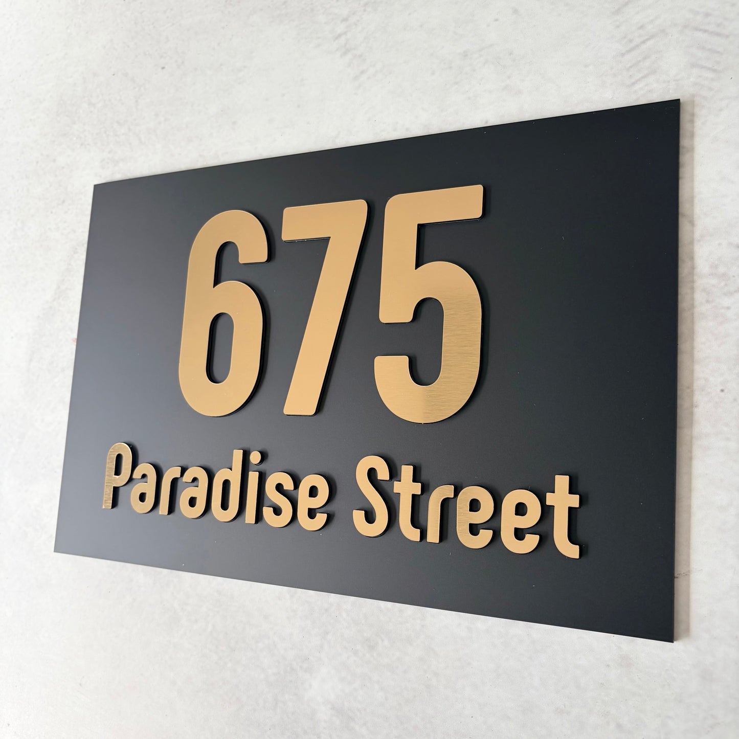 House Number with Street - Brushed Metallic - Rectangle