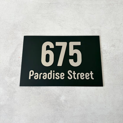 House Number with Street - Brushed Metallic - Rectangle