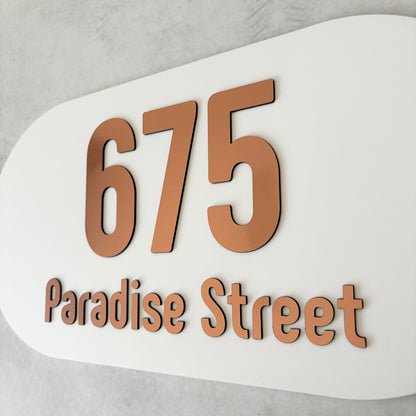House Number with Street - Brushed Metallic - Oval