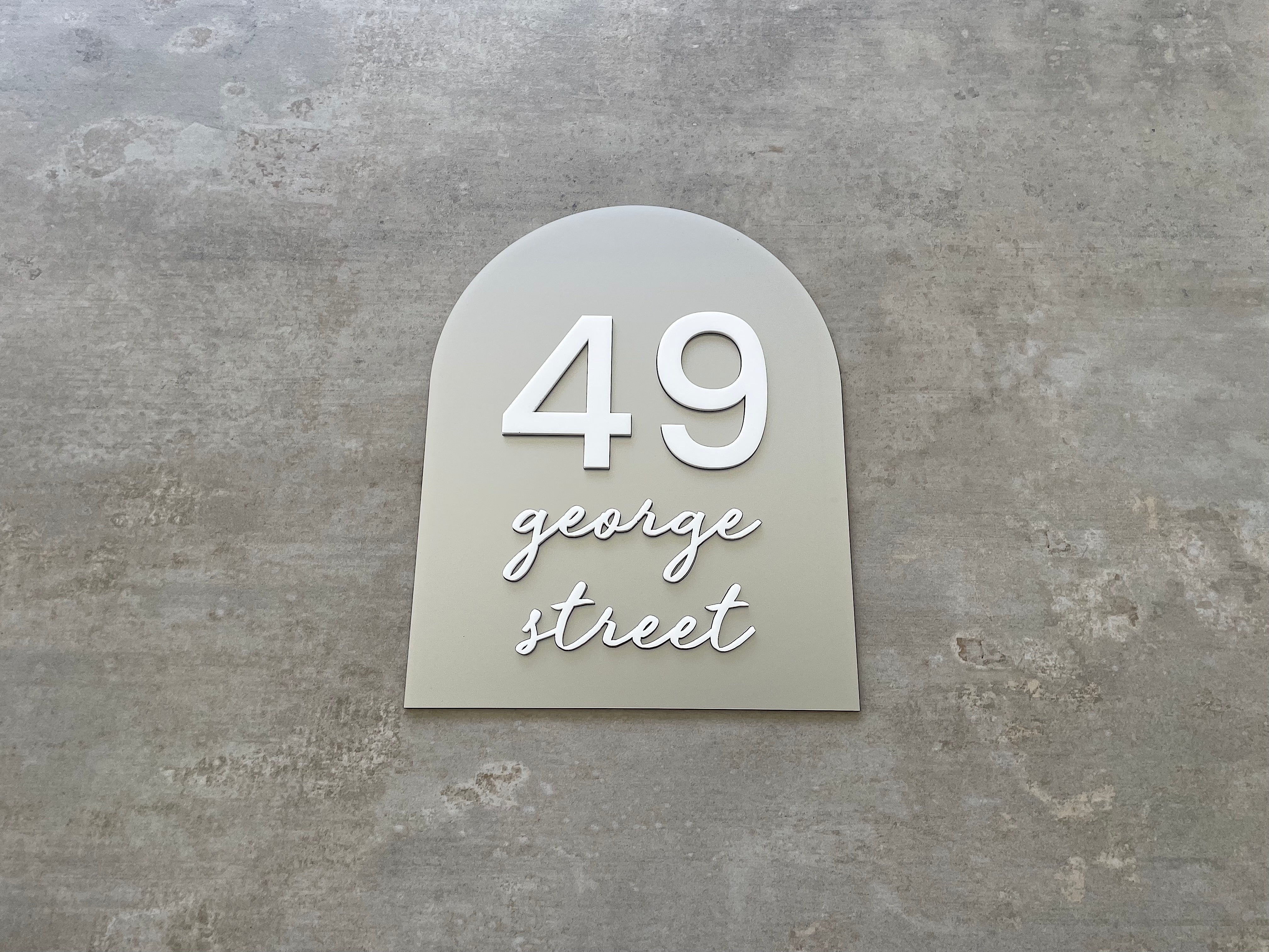 Personalised House Number - Script Arch 25x20cm