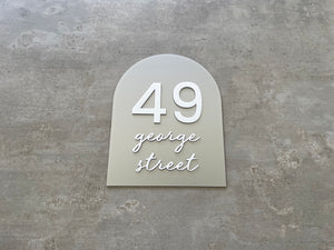 Personalised House Number - Script Arch 25x20cm