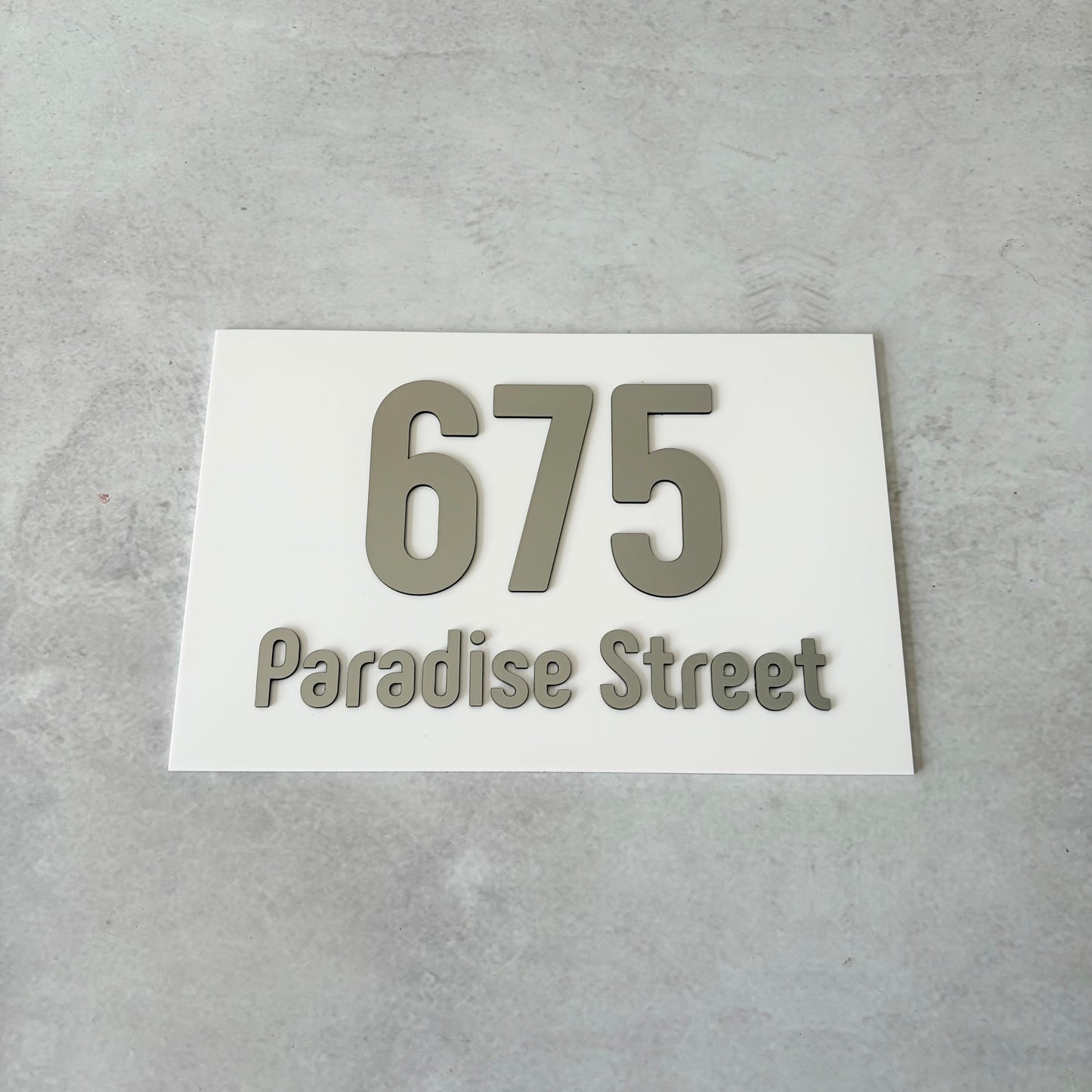House Number with Street - Brushed Metallic - Rectangle