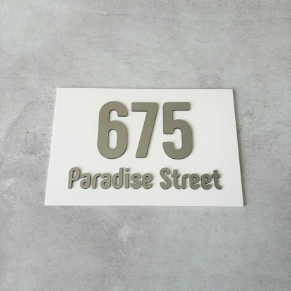 House Number with Street - Brushed Metallic - Rectangle