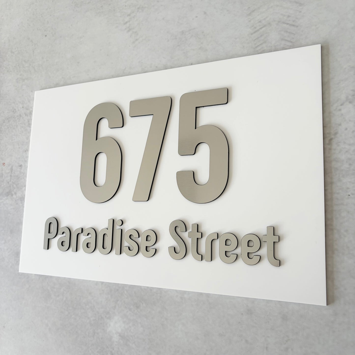 House Number with Street - Brushed Metallic - Rectangle