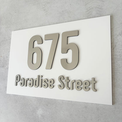 House Number with Street - Brushed Metallic - Rectangle