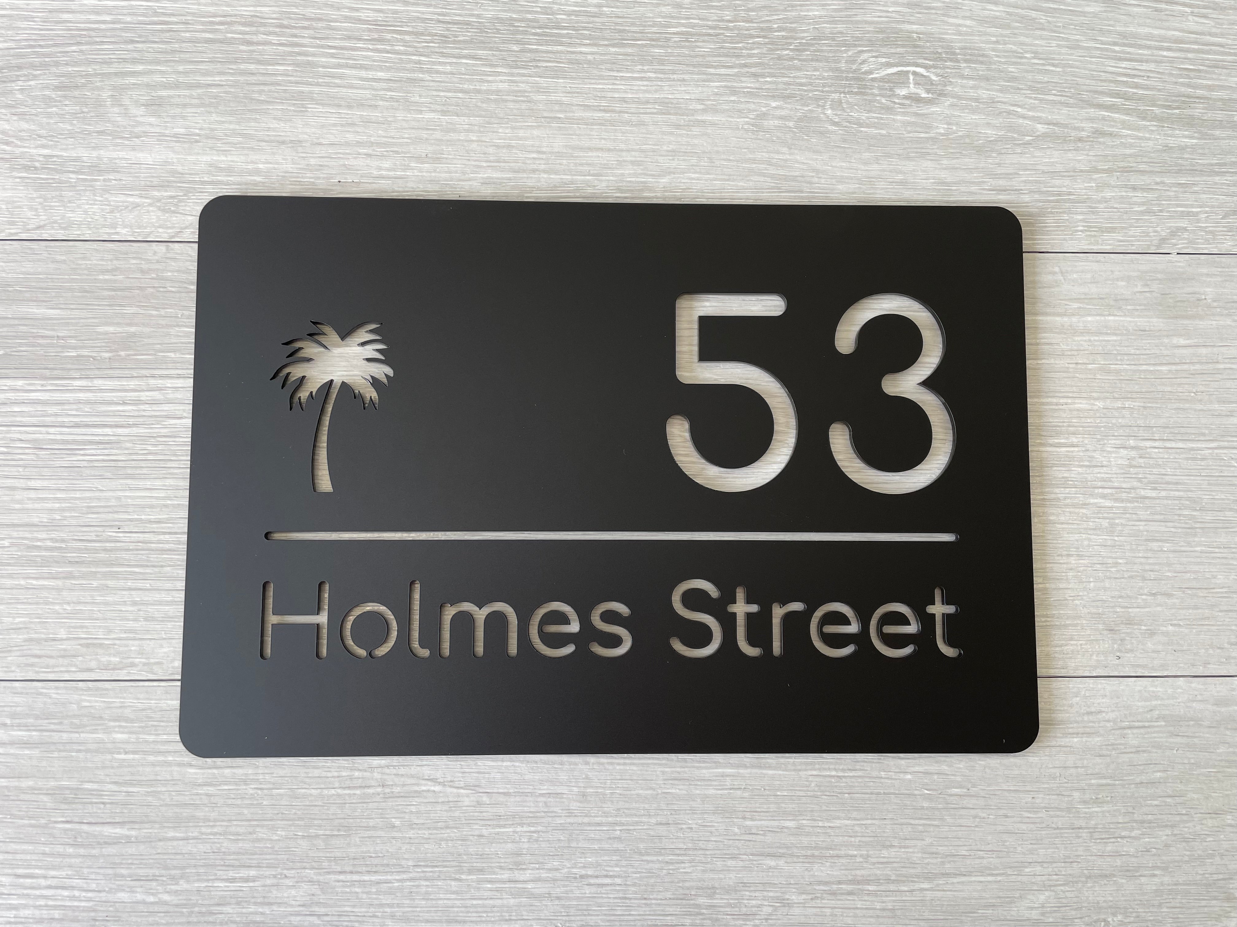 Personalised House Number - Horizontal Line Cutout 30x20cm