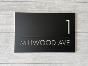 Personalised House Number - Horizontal Line with Backing Plate 30x20cm