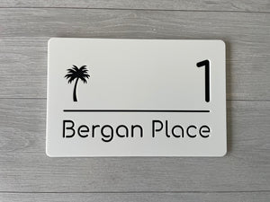 Personalised House Number - Horizontal Line with Backing Plate 30x20cm