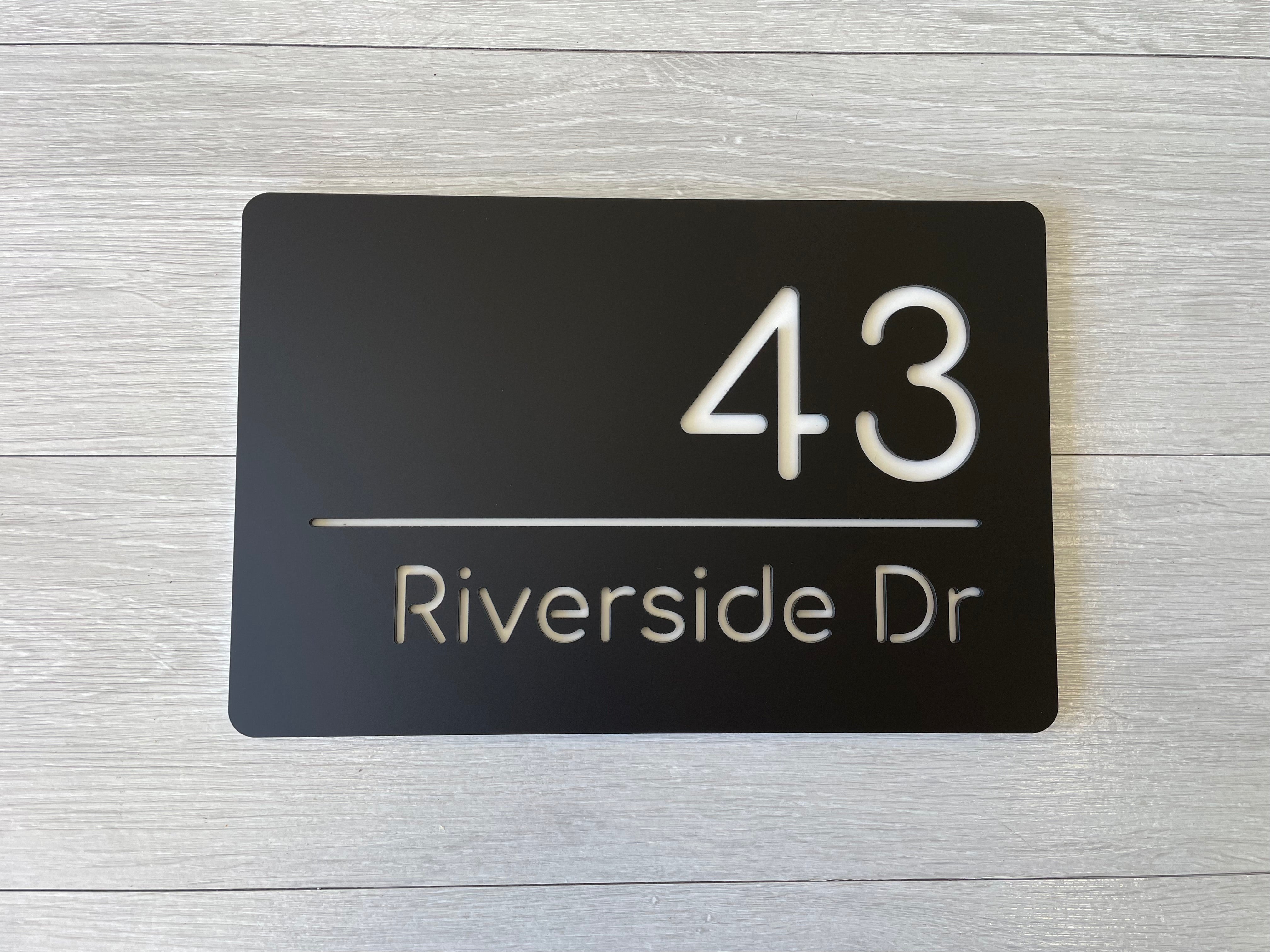 Personalised House Number - Horizontal Line with Backing Plate 30x20cm