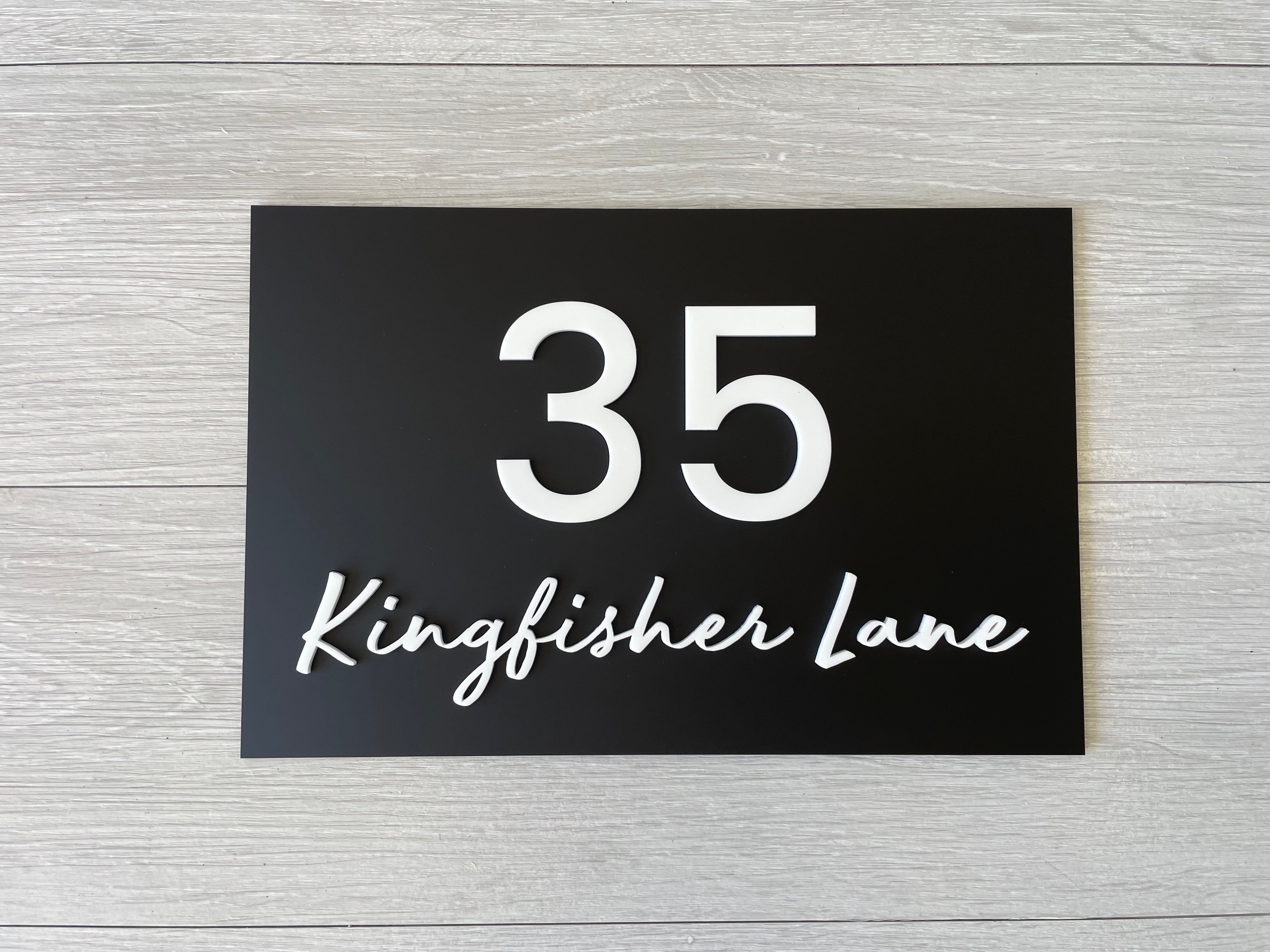 Personalised House Number - Script House Number 30x20cm