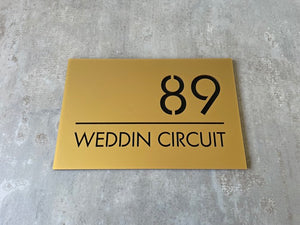 Personalised House Number - Horizontal Line with Backing Plate 30x20cm