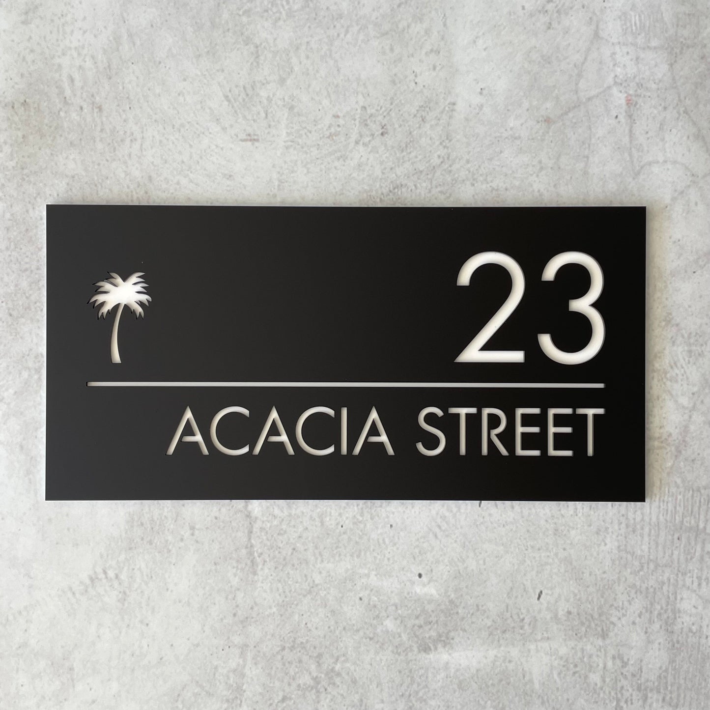 House Number with Street / Icon - Square Corners - Double Layer - All Sizes