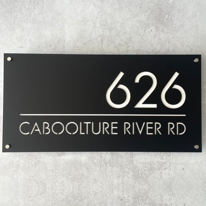 House Number with Street / Icon - Square Corners - Double Layer - All Sizes