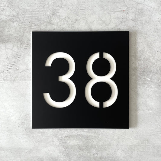 Extra large house numbers plaque in black and white
