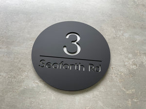 Personalised House Number - Circle with Backing Plate 25cm