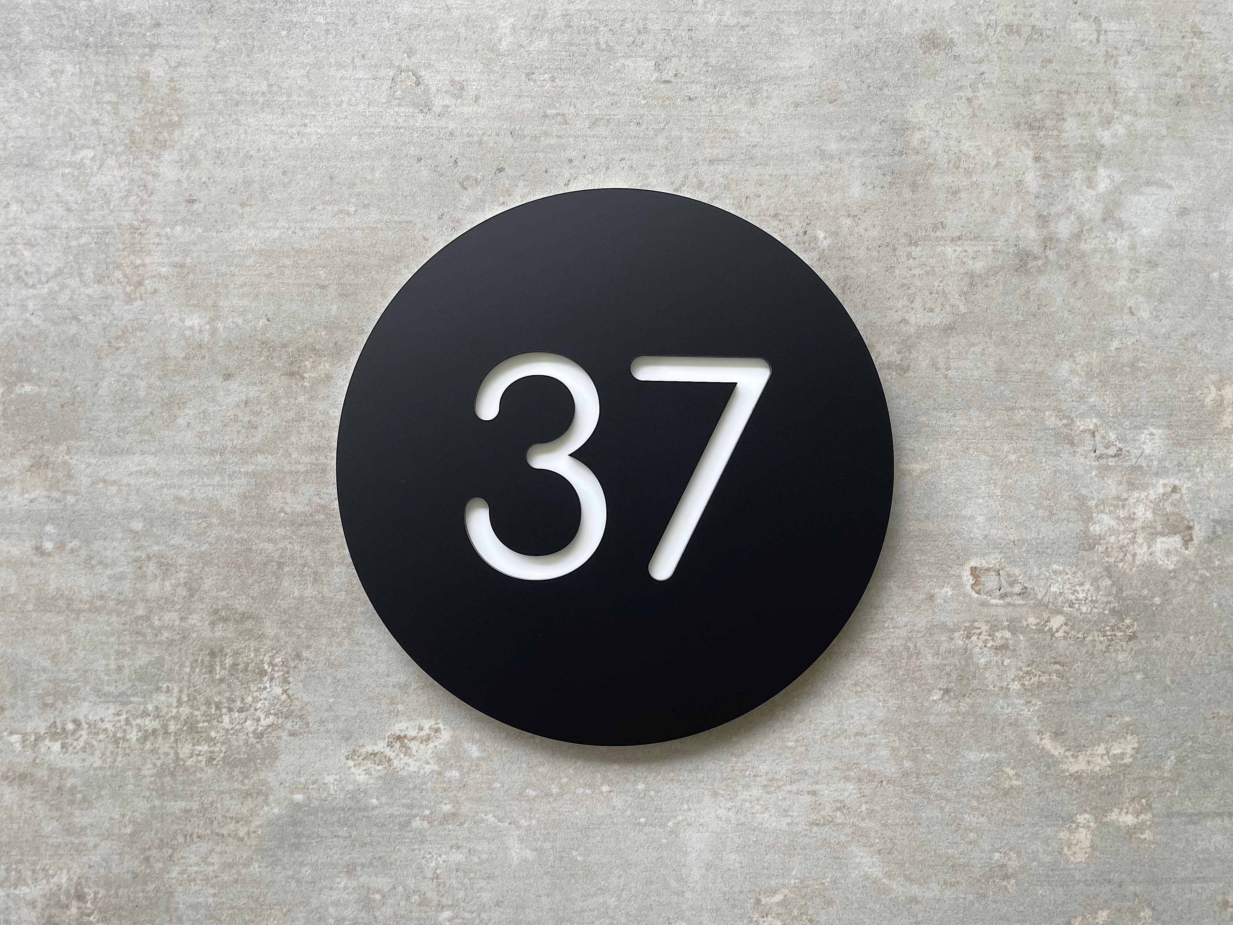 Personalised House Number - Circle Number with Backing Plate