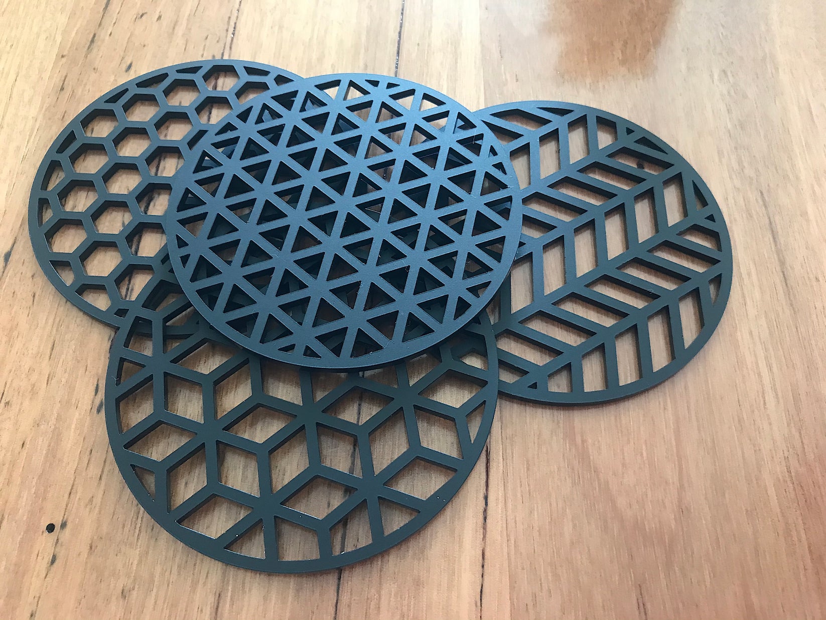 Geometric Coasters - Pack of 4 - Matte Black – Beam Studio
