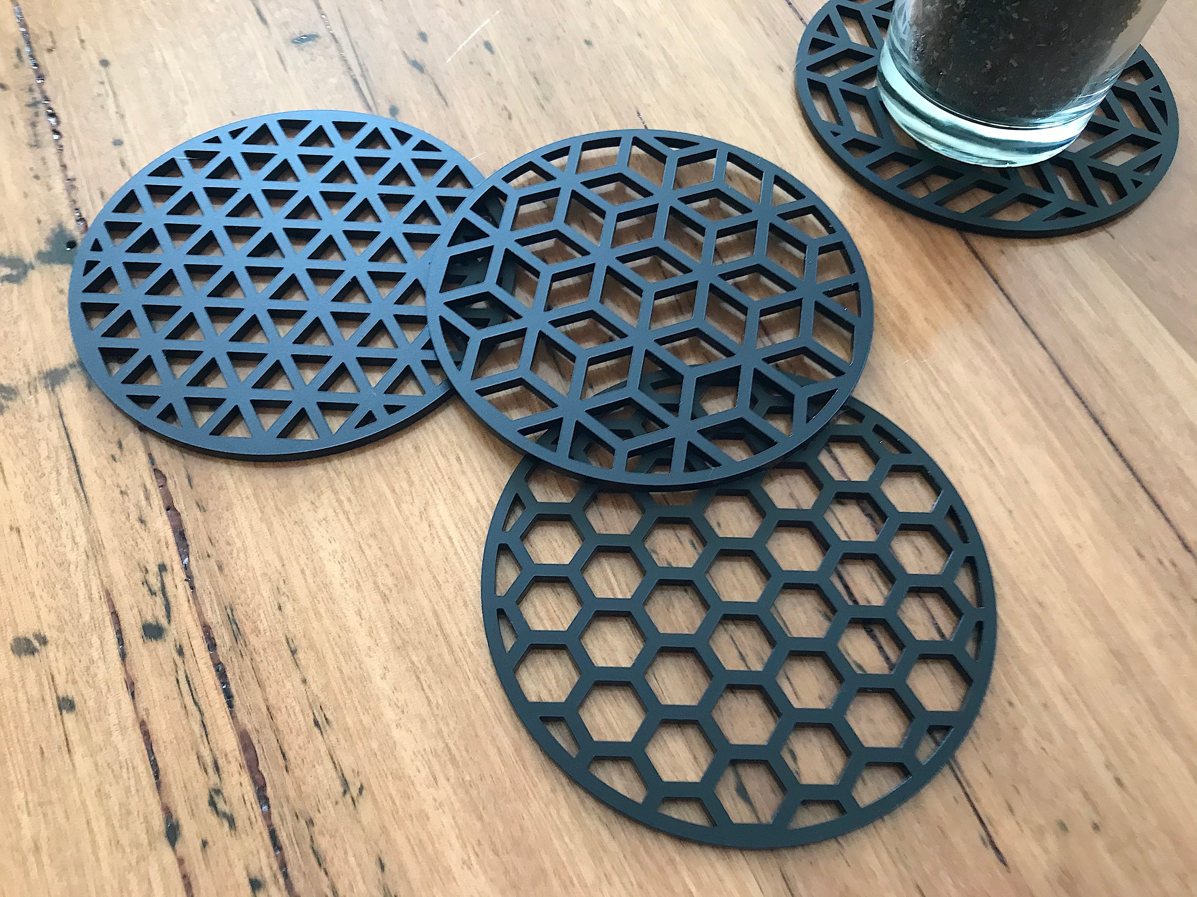 Geometric Coasters - Pack of 4 - Matte Black