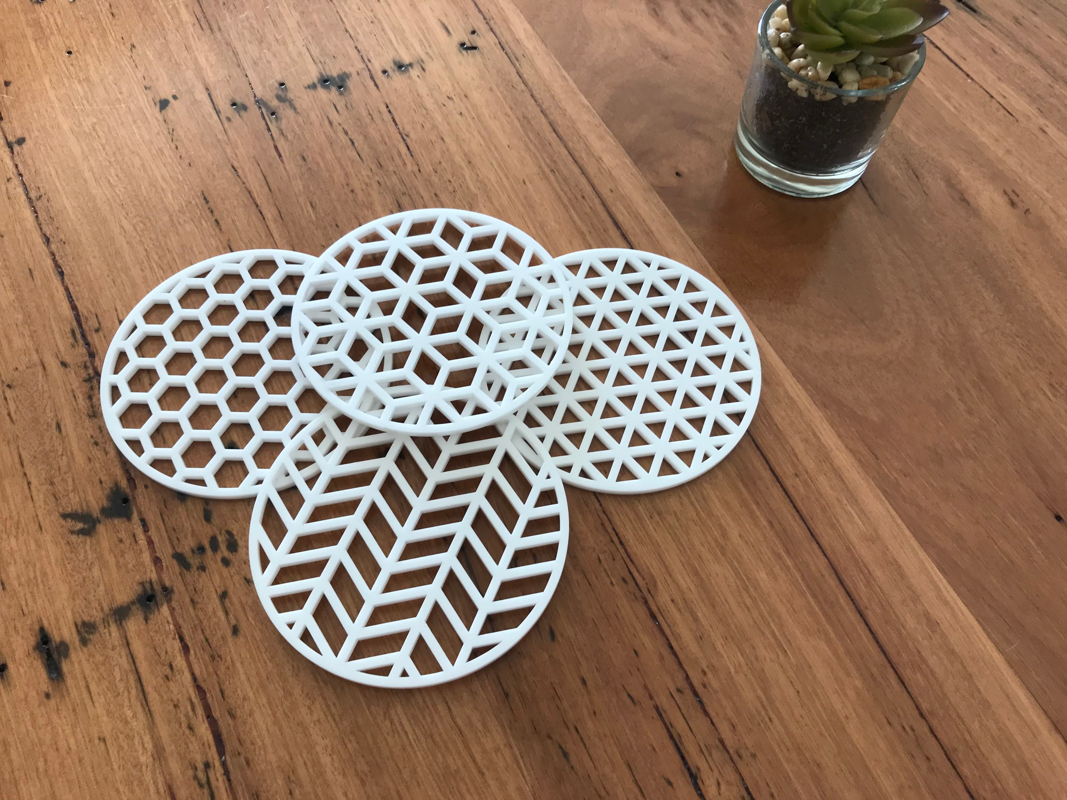 Geometric Coasters - Pack of 4 - Matte White