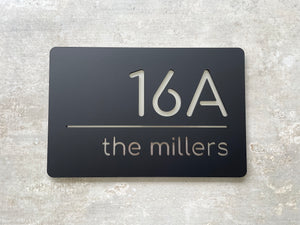 Personalised House Number - Horizontal Line with Backing Plate 30x20cm