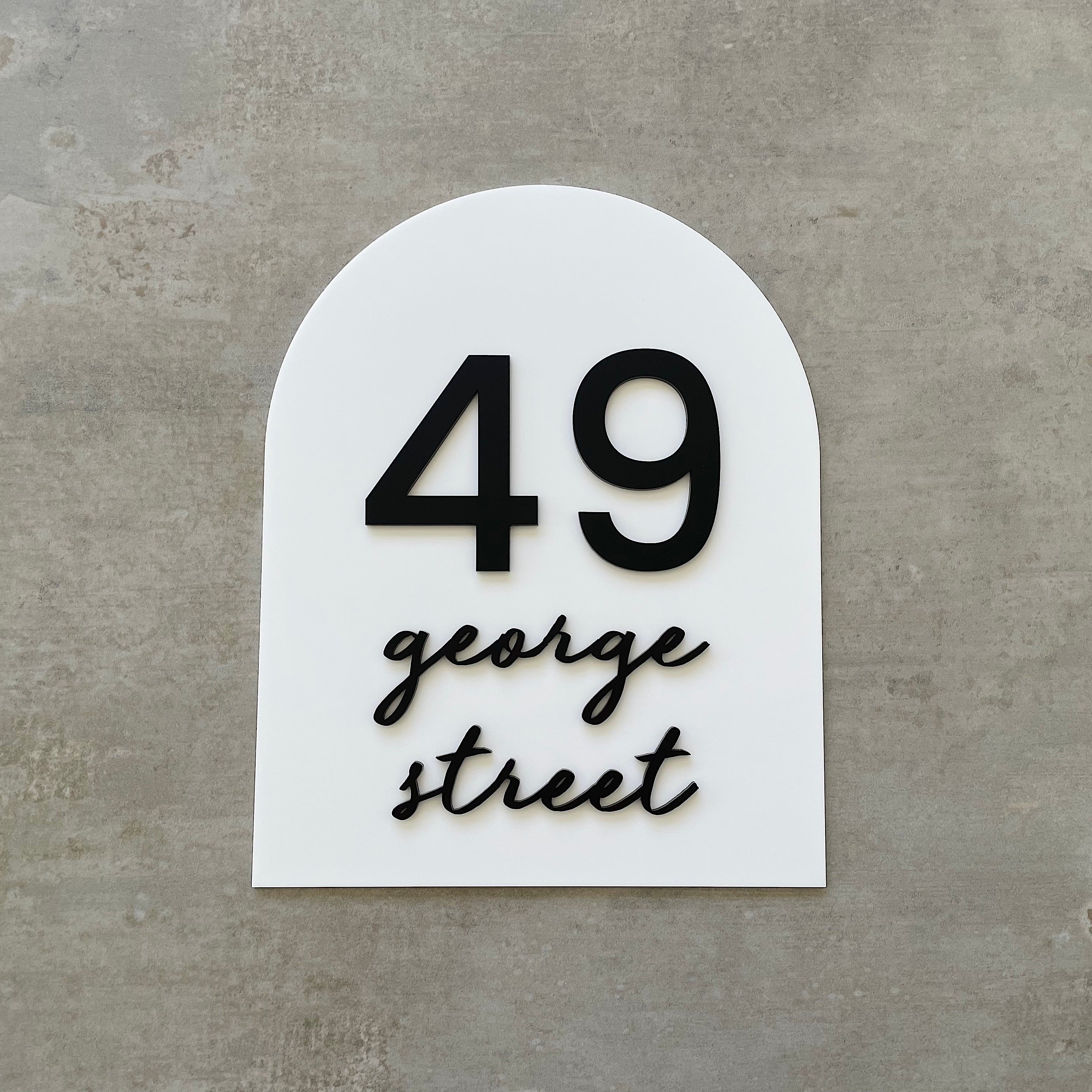 Personalised House Number - Script Arch 25x20cm – Beam Studio