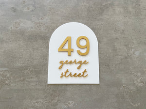 Personalised House Number - Script Arch 25x20cm