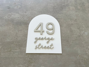 Personalised House Number - Script Arch 25x20cm